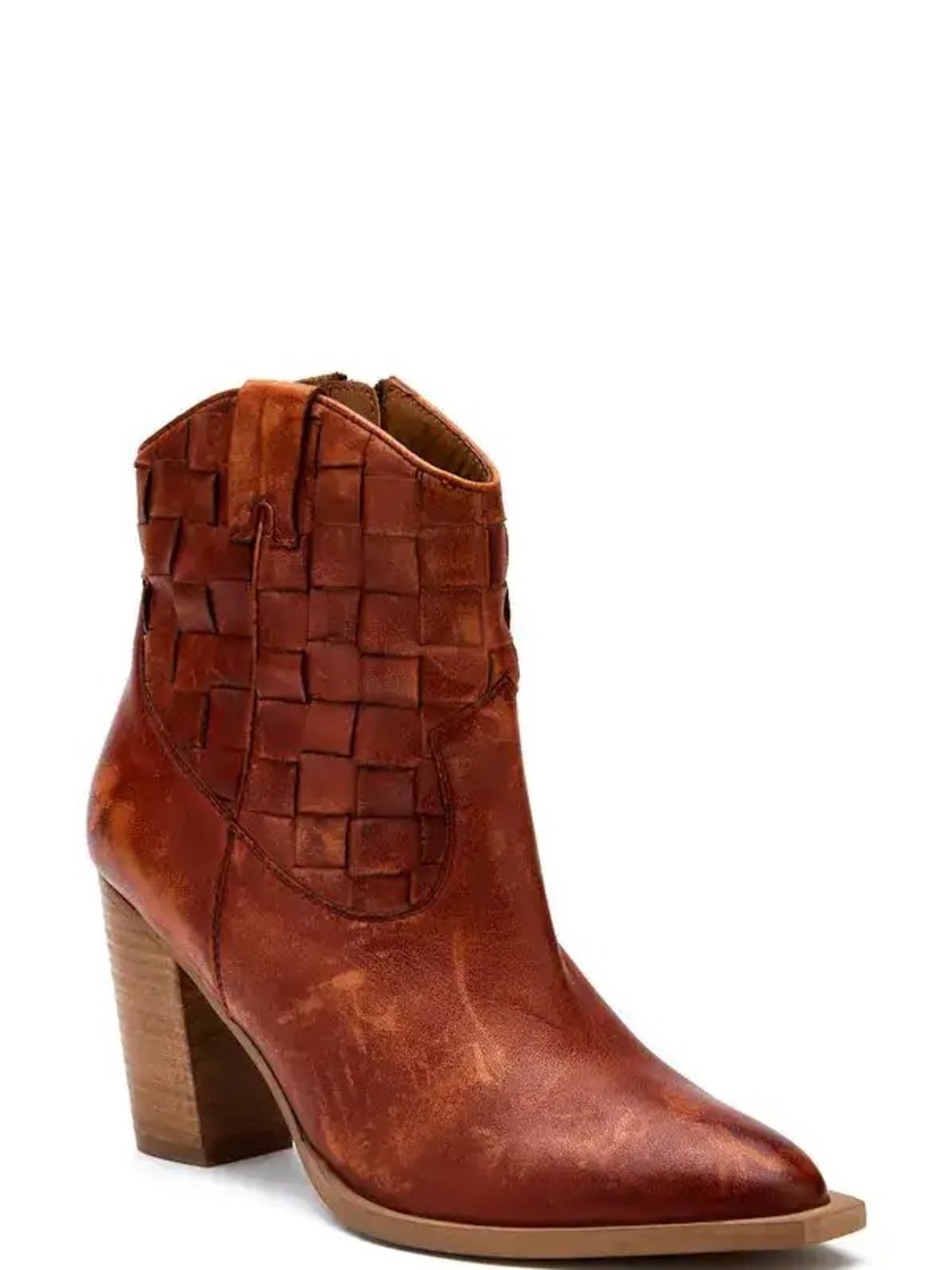 Matisse Brown Woven Leather western Ankle Bootie